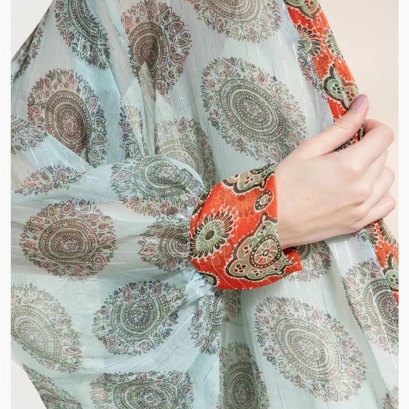 SAACHI Tie Front Botanical Kimono OS - Picture 3 of 7